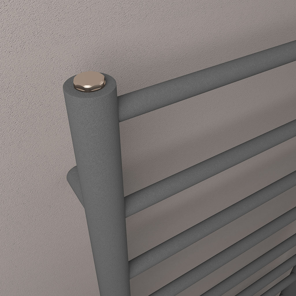 Eastbrook Tuscan Electric Round Straight Matt Anthracite Towel Rail 1800mm x 500mm Close Up Image 89.1588-ELE