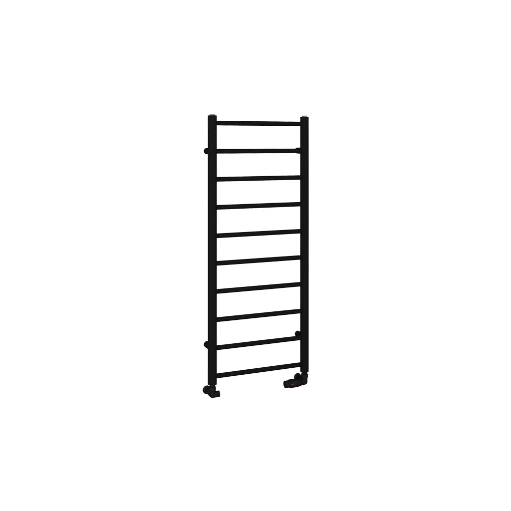 Eastbrook Tuscan Electric Round Straight Matt Black Towel Rail 1200mm x 500mm Cut Out Image 89.1592-ELE