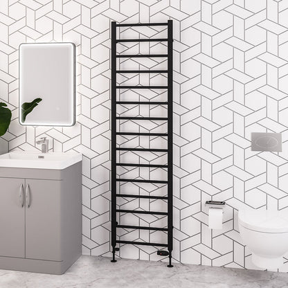 Eastbrook Tuscan Electric Round Straight Matt Black Towel Rail 1800mm x 500mm 89.1594-ELE