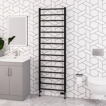 Eastbrook Tuscan Electric Round Straight Matt Black Towel Rail 1800mm x 600mm 89.1595-ELE