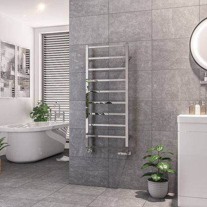Eastbrook Tuscan Electric Square Chrome Towel Rail 1200mm x 500mm 89.1270-ELE