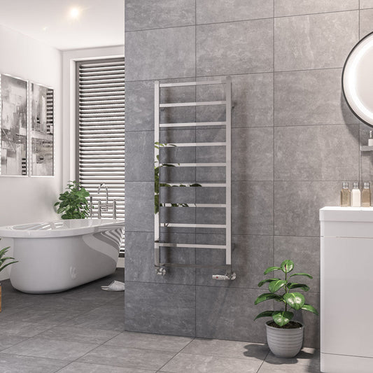 Eastbrook Tuscan Electric Square Chrome Towel Rail 1200mm x 500mm 89.1270-ELE