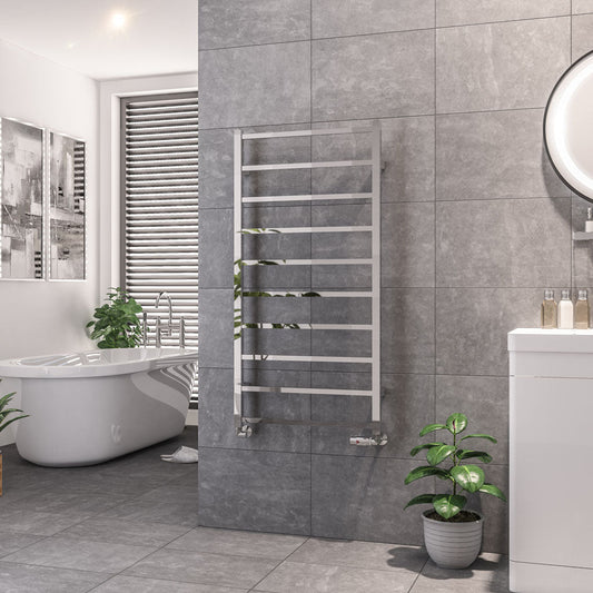 Eastbrook Tuscan Electric Square Chrome Towel Rail 1200mm x 600mm 89.1271-ELE