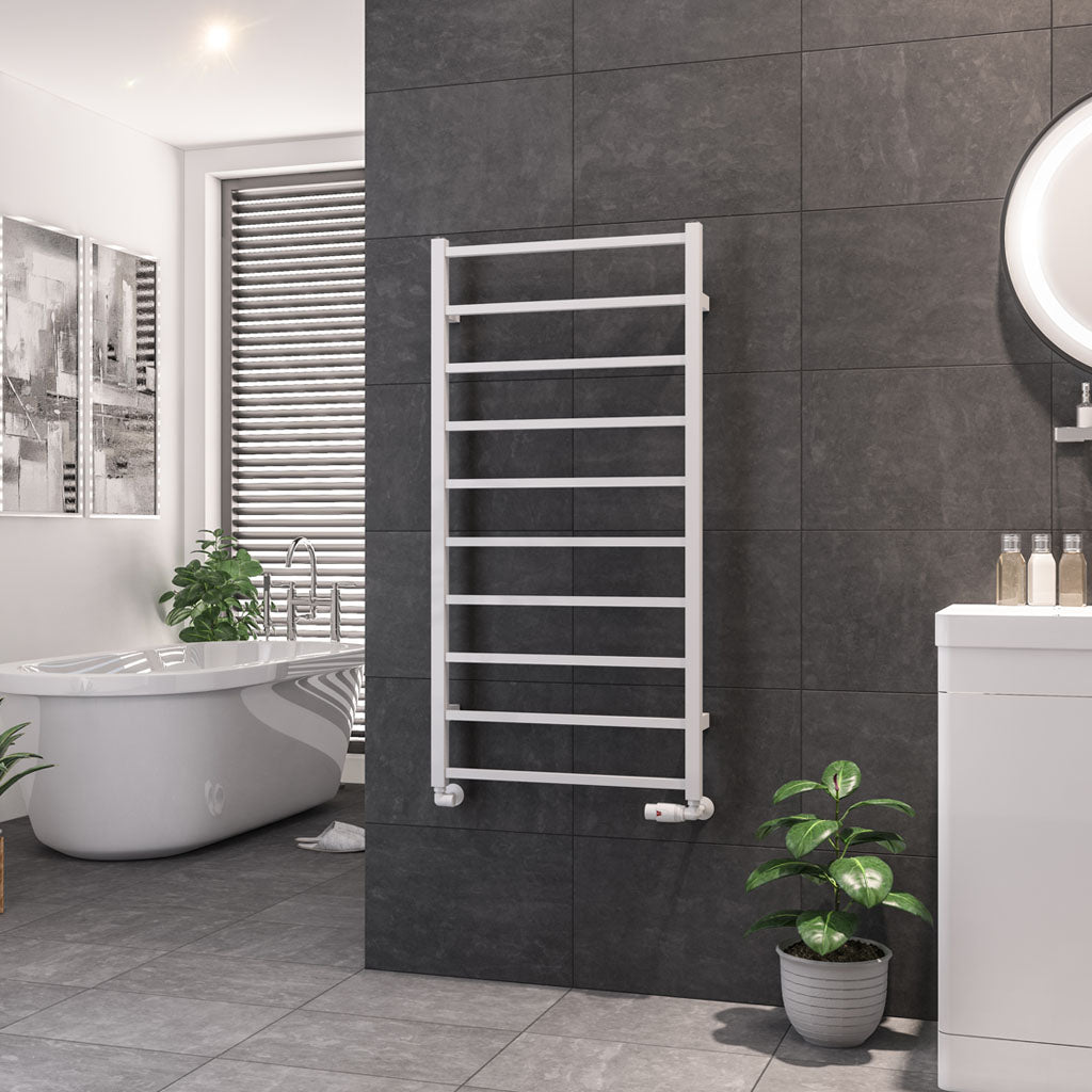 Eastbrook Tuscan Electric Square Gloss White Towel Rail 1200mm x 600mm 89.1247-ELE
