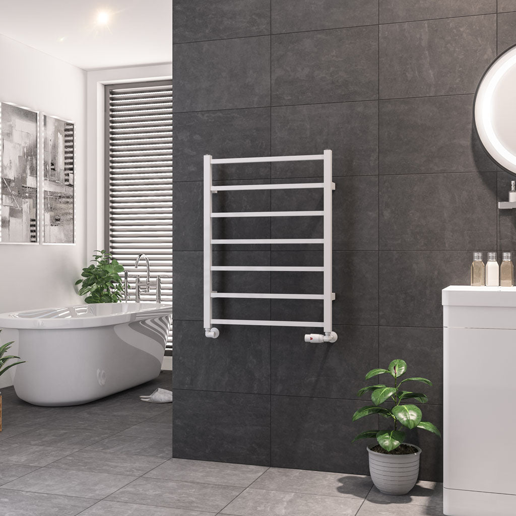 Eastbrook Tuscan Electric Square Gloss White Towel Rail 800mm x 600mm 89.1245-ELE