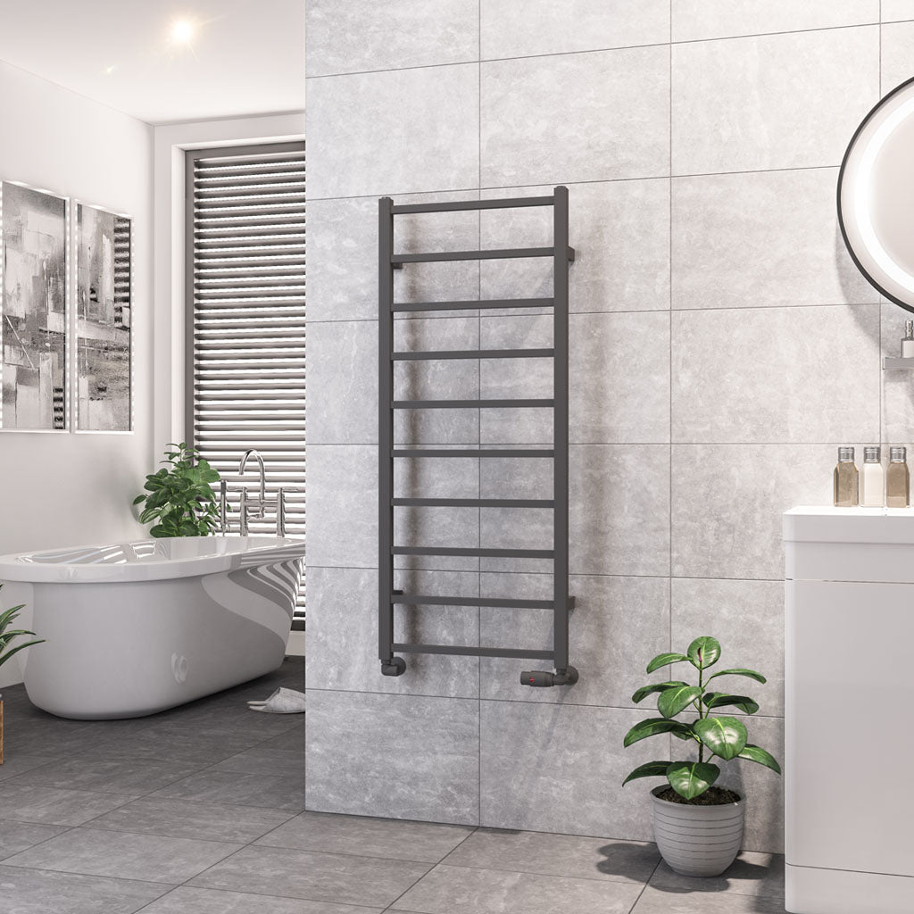 Eastbrook Tuscan Electric Square Matt Anthracite Towel Rail 1200mm x 500mm 89.1258-ELE