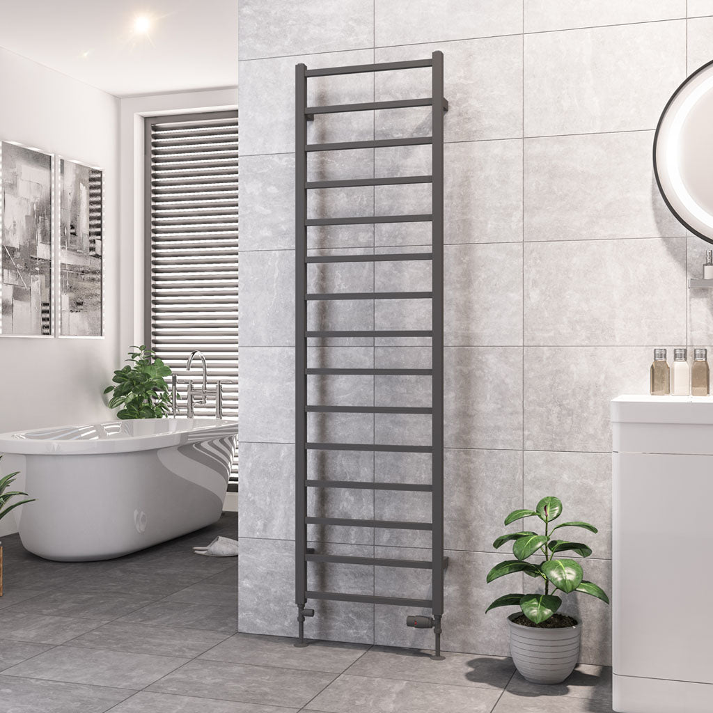 Eastbrook Tuscan Electric Square Matt Anthracite Towel Rail 1800mm x 500mm 89.1260-ELE