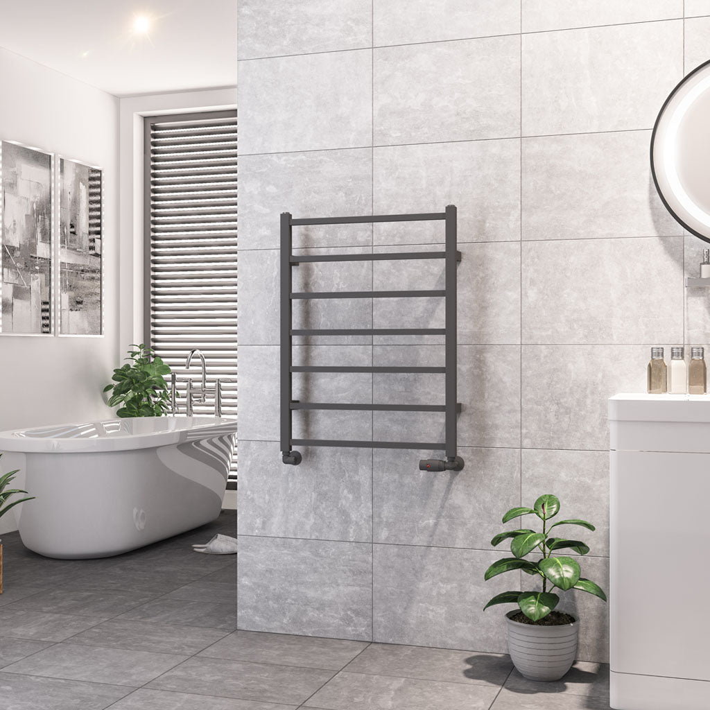 Eastbrook Tuscan Electric Square Matt Anthracite Towel Rail 800mm x 600mm 89.1257-ELE