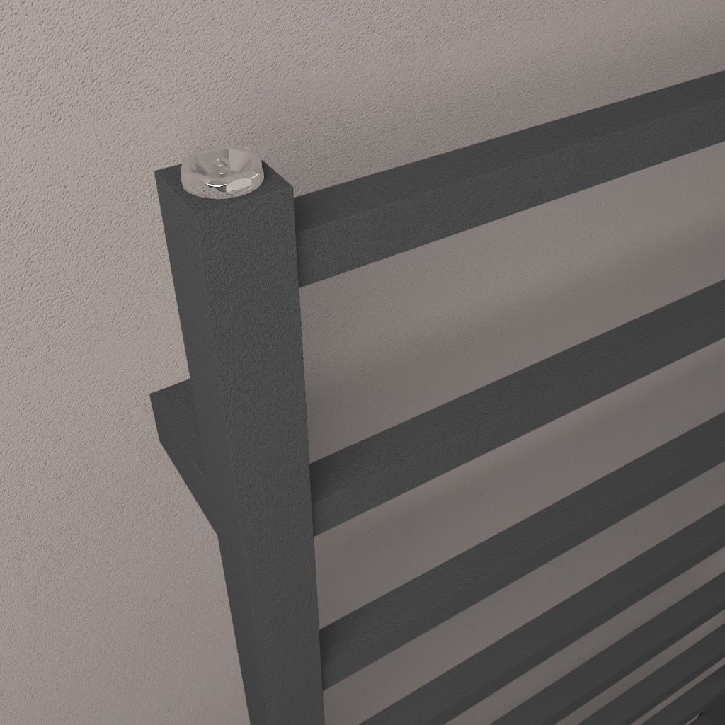 Eastbrook Tuscan Electric Square Matt Anthracite Towel Rail 800mm x 600mm Close Up Image 89.1257-ELE