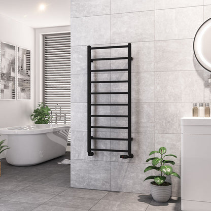 Eastbrook Tuscan Electric Square Matt Black Towel Rail 1200mm x 500mm 89.1264-ELE