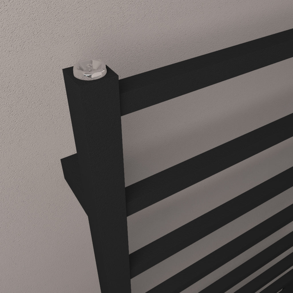 Eastbrook Tuscan Electric Square Matt Black Towel Rail 1200mm x 600mm Close Up Image 89.1265-ELE