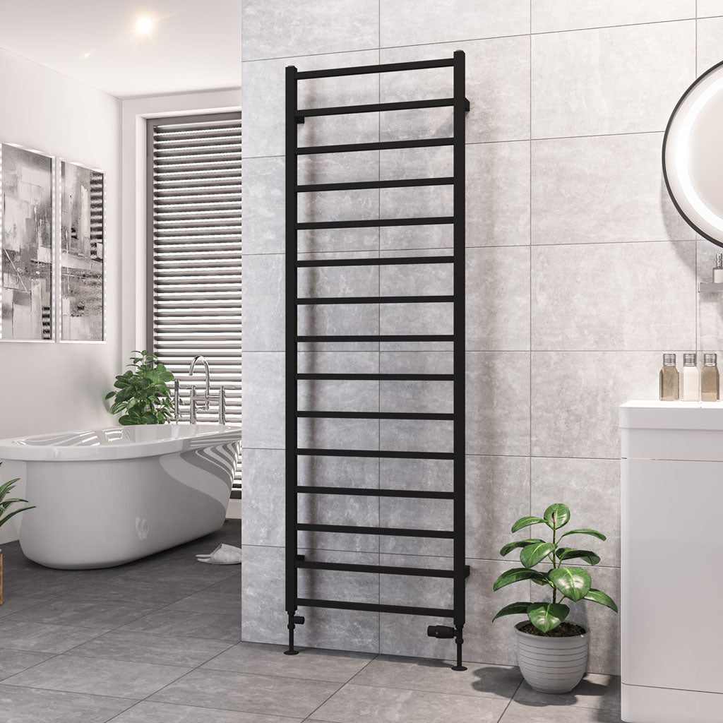 Eastbrook Tuscan Electric Square Matt Black Towel Rail 1800mm x 600mm 89.1267-ELE