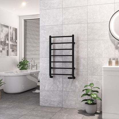 Eastbrook Tuscan Electric Square Matt Black Towel Rail 800mm x 500mm 89.1262-ELE