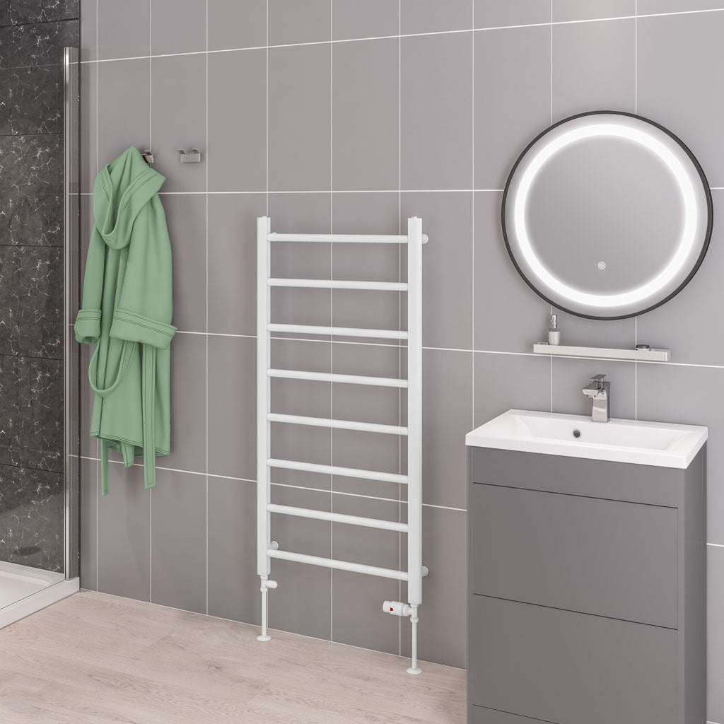 Eastbrook Tuscan Electric Straight Gloss White Towel Rail 1200mm x 600mm 41.0317-ELE