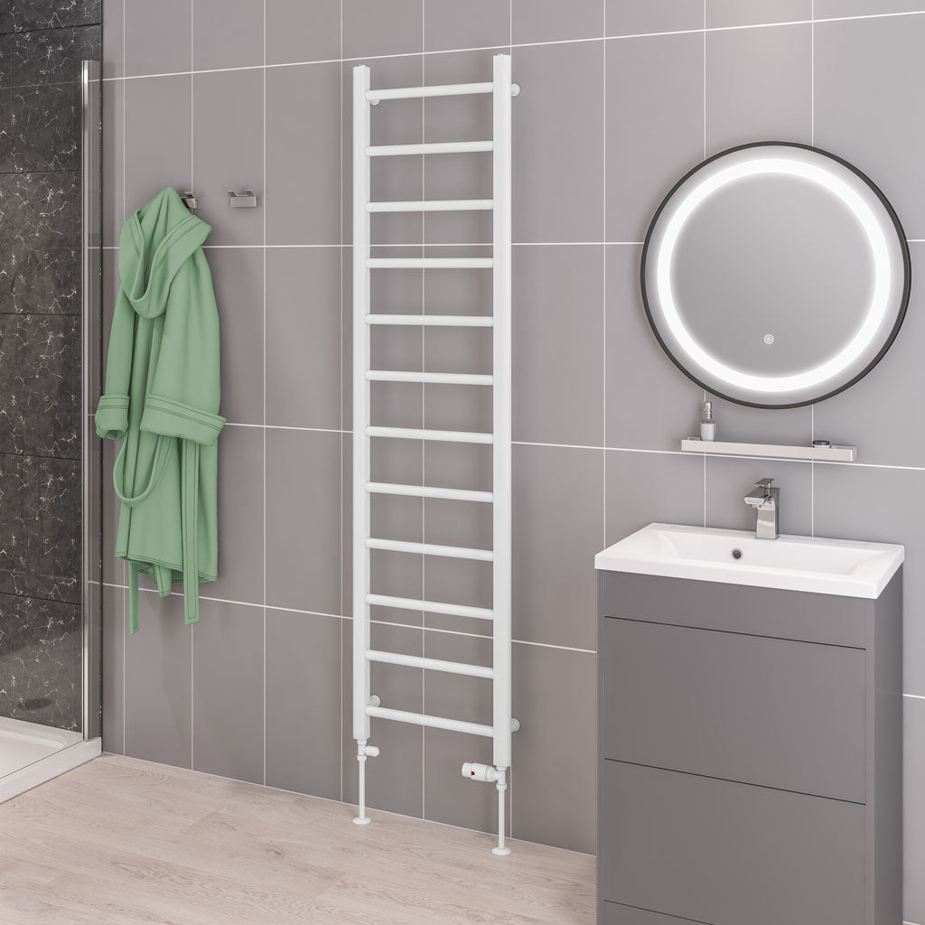 Eastbrook Tuscan Electric Straight Gloss White Towel Rail 1750mm x 450mm 41.0318-ELE