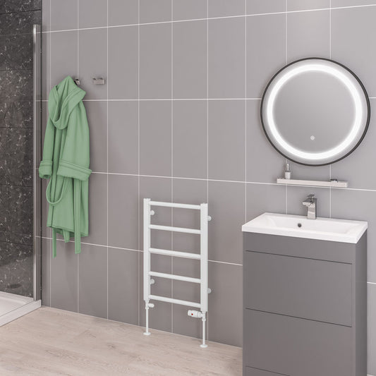 Eastbrook Tuscan Electric Straight Gloss White Towel Rail 650mm x 450mm 41.0314-ELE