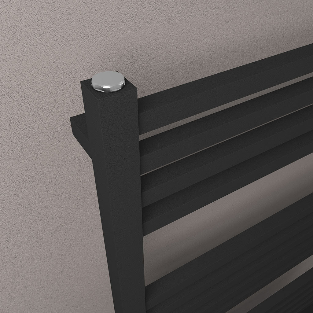 Eastbrook Tuscan Multirail Square Matt Black Towel Rail 1800mm x 500mm Close Up Image 89.1663