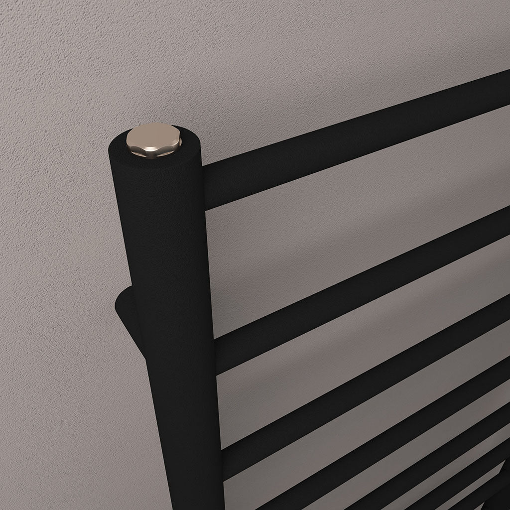 Eastbrook Tuscan Round Straight Matt Black Towel Rail 1800mm x 500mm Close Up Image 89.1594