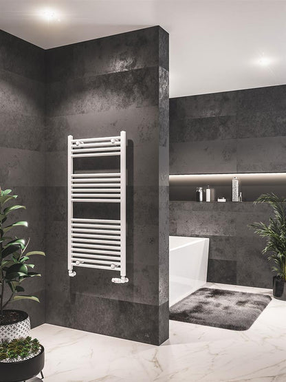 Eastbrook Westward Electric Straight Gloss White Towel Rail 1200mm x 600mm 89.0580-ELE
