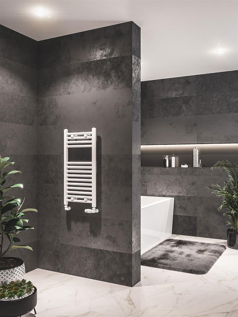 Eastbrook Westward Electric Straight Gloss White Towel Rail 800mm x 400mm 89.0575-ELE