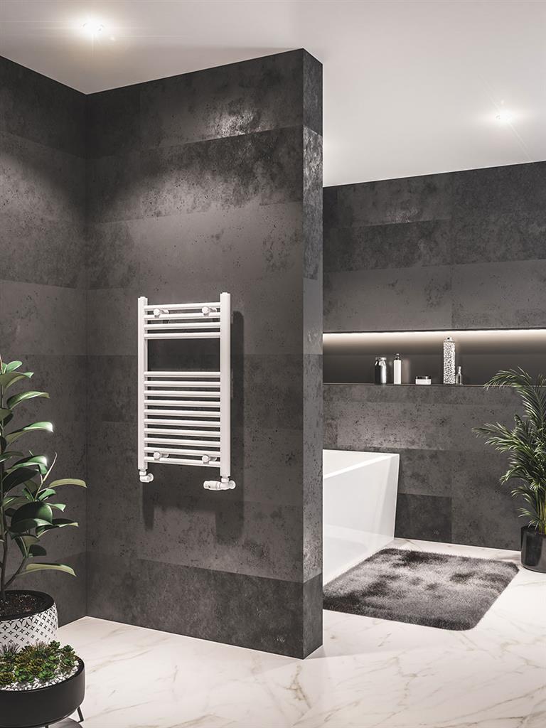 Eastbrook Westward Electric Straight Gloss White Towel Rail 800mm x 500mm 89.0576-ELE