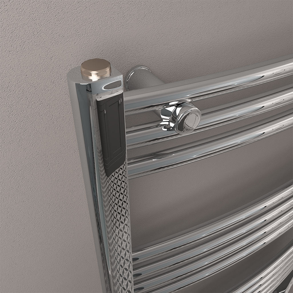 Eastbrook Wingrave Electric Curved Chrome Towel Rail 1200mm x 600mm Close Up Image 89.0392-ELE