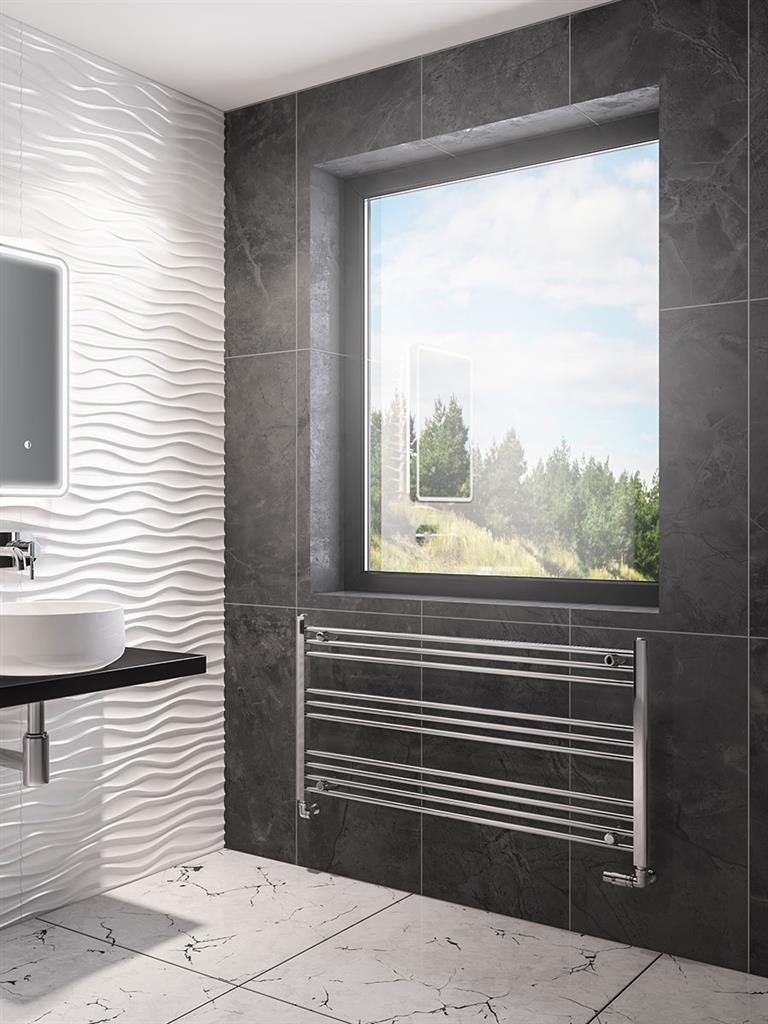 Eastbrook Wingrave Electric Straight Chrome Towel Rail 600mm x 1200mm 89.1450-ELE