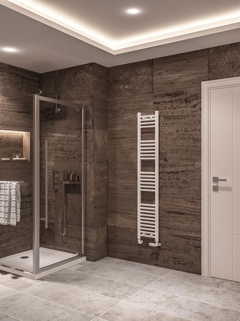 Eastbrook Wingrave Electric Straight Gloss White Towel Rail 1600mm x 300mm 89.0654-ELE