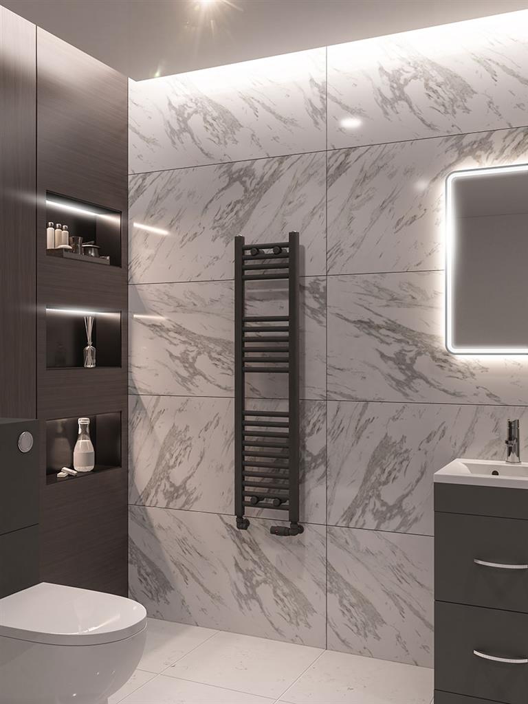 Eastbrook Wingrave Electric Straight Matt Anthracite Towel Rail 1200mm x 300mm 89.0672-ELE