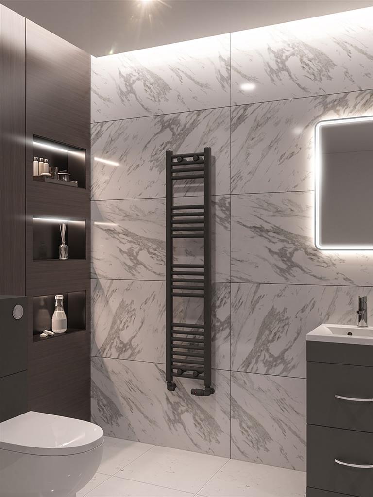 Eastbrook Wingrave Electric Straight Matt Anthracite Towel Rail 1400mm x 300mm 89.0673-ELE