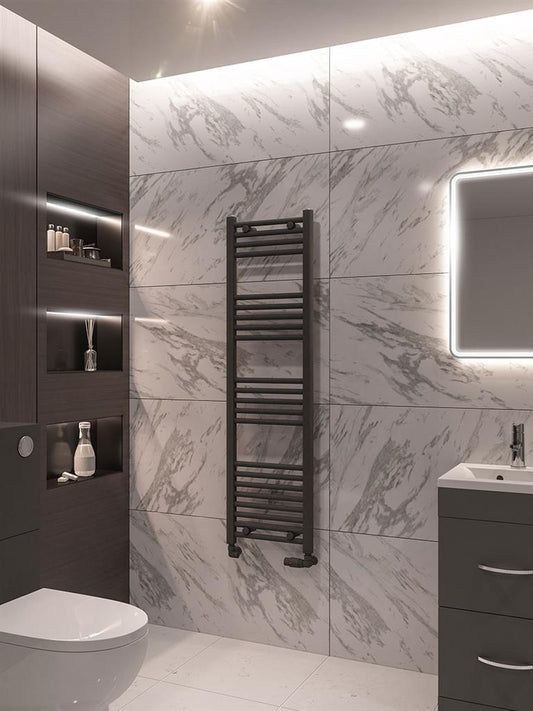 Eastbrook Wingrave Electric Straight Matt Anthracite Towel Rail 1400mm x 400mm 89.0533-ELE
