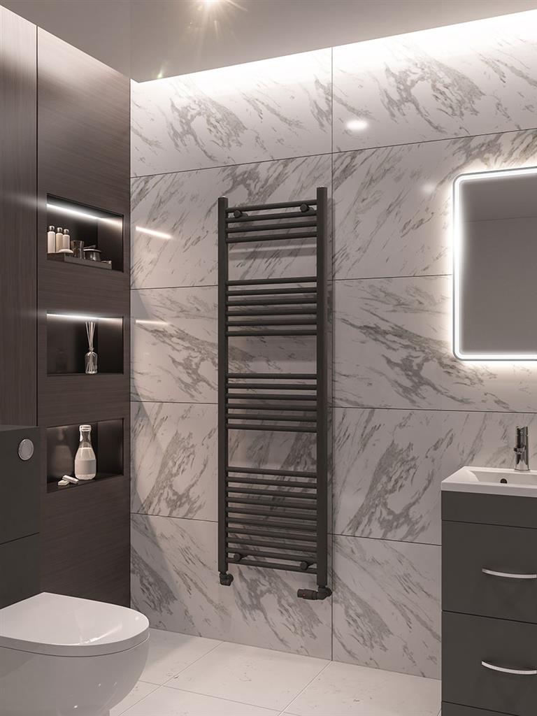 Eastbrook Wingrave Electric Straight Matt Anthracite Towel Rail 1600mm x 500mm 89.0076-ELE