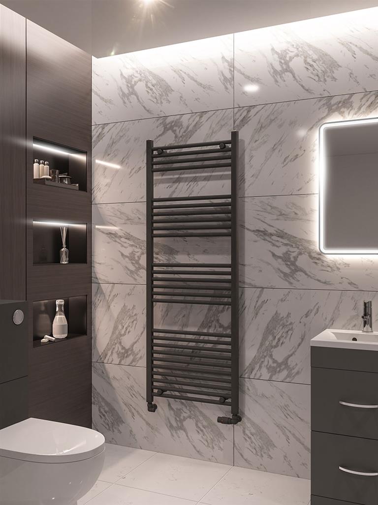 Eastbrook Wingrave Electric Straight Matt Anthracite Towel Rail 1600mm x 600mm 89.0081-ELE