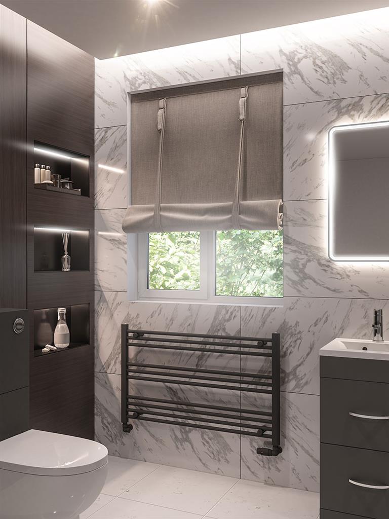 Eastbrook Wingrave Electric Straight Matt Anthracite Towel Rail 600mm x 1000mm 89.1445-ELE