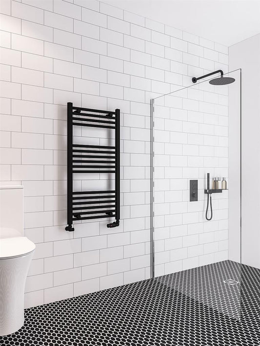 Eastbrook Wingrave Electric Straight Matt Black Towel Rail 1000mm x 500mm 89.0600-ELE