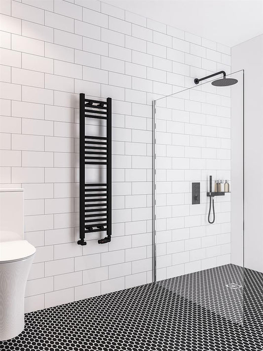 Eastbrook Wingrave Electric Straight Matt Black Towel Rail 1200mm x 300mm 89.0682-ELE