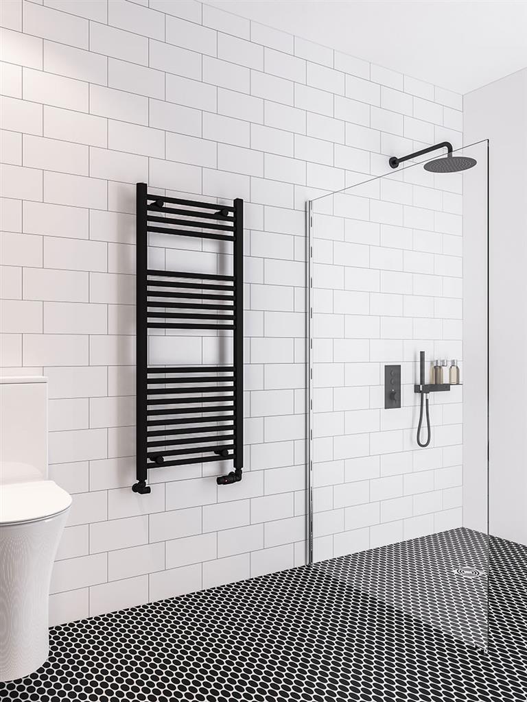 Eastbrook Wingrave Electric Straight Matt Black Towel Rail 1200mm x 500mm 89.0603-ELE