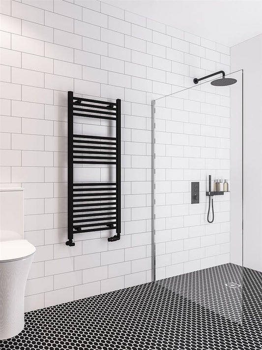 Eastbrook Wingrave Electric Straight Matt Black Towel Rail 1200mm x 500mm 89.0603-ELE