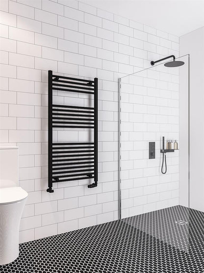 Eastbrook Wingrave Electric Straight Matt Black Towel Rail 1200mm x 600mm 89.0604-ELE