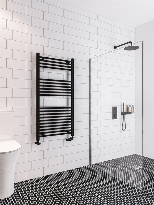 Eastbrook Wingrave Electric Straight Matt Black Towel Rail 1200mm x 600mm 89.0604-ELE