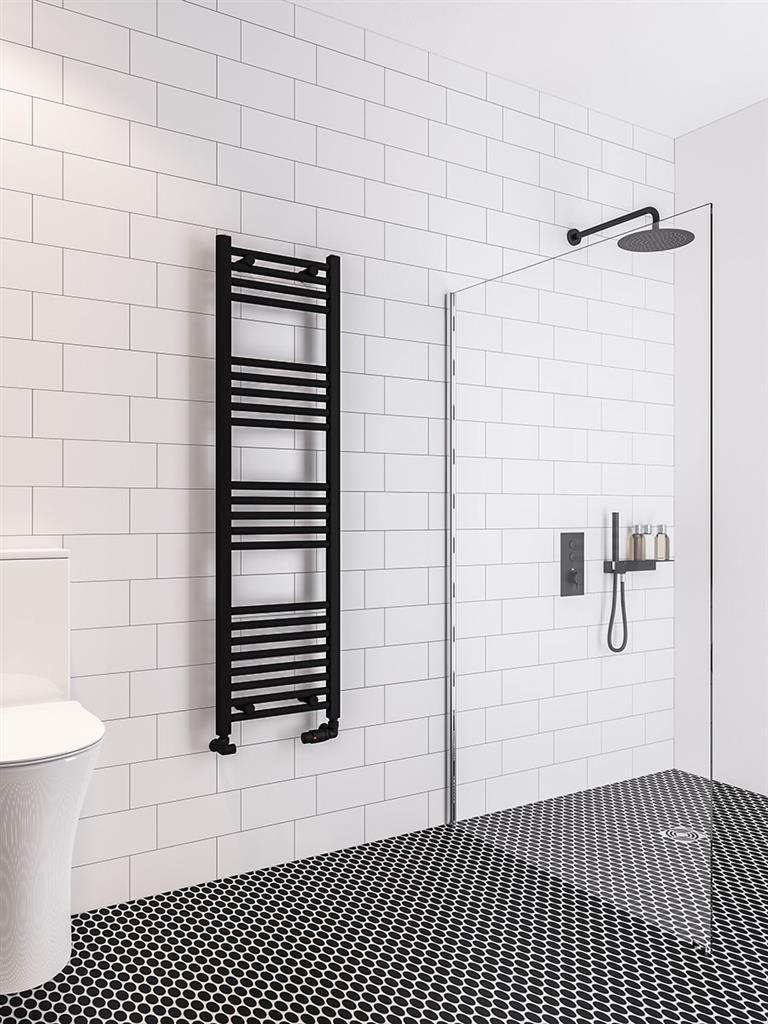 Eastbrook Wingrave Electric Straight Matt Black Towel Rail 1400mm x 400mm 89.0605-ELE