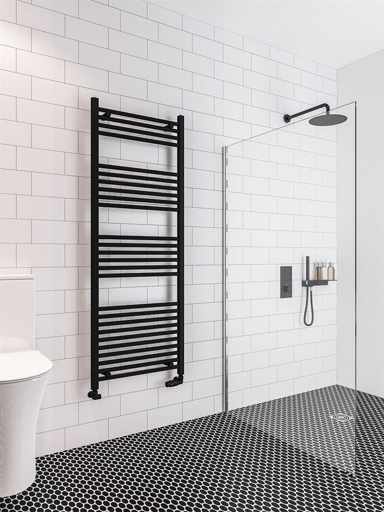 Eastbrook Wingrave Electric Straight Matt Black Towel Rail 1600mm x 600mm 89.0610-ELE