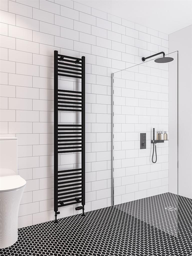 Eastbrook Wingrave Electric Straight Matt Black Towel Rail 1800mm x 400mm 89.0611-ELE