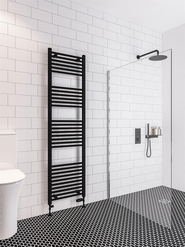 Eastbrook Wingrave Electric Straight Matt Black Towel Rail 1800mm x 500mm 89.0612-ELE