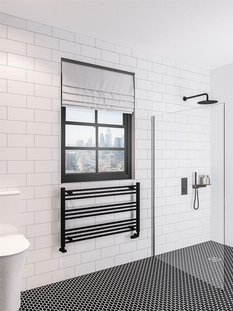 Eastbrook Wingrave Electric Straight Matt Black Towel Rail 600mm x 1000mm 89.1447-ELE