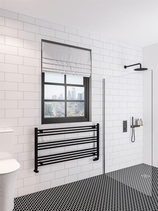 Eastbrook Wingrave Electric Straight Matt Black Towel Rail 600mm x 1200mm 89.1448-ELE