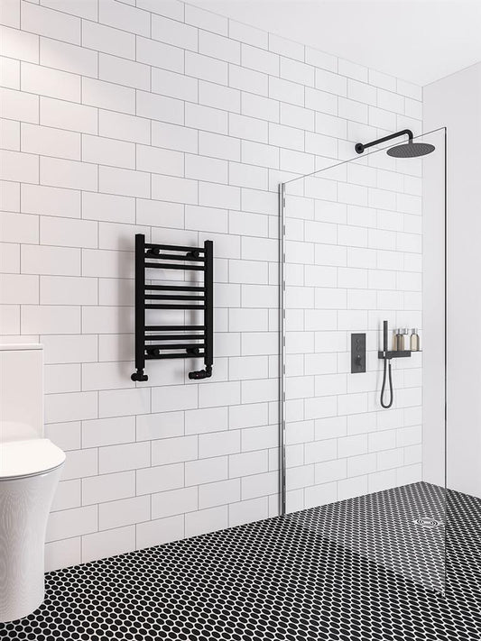 Eastbrook Wingrave Electric Straight Matt Black Towel Rail 600mm x 400mm 89.0677-ELE