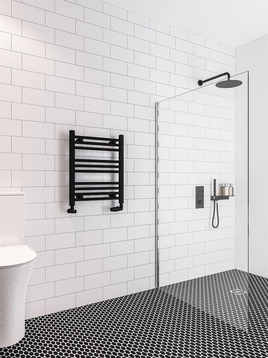 Eastbrook Wingrave Electric Straight Matt Black Towel Rail 600mm x 500mm 89.0678-ELE