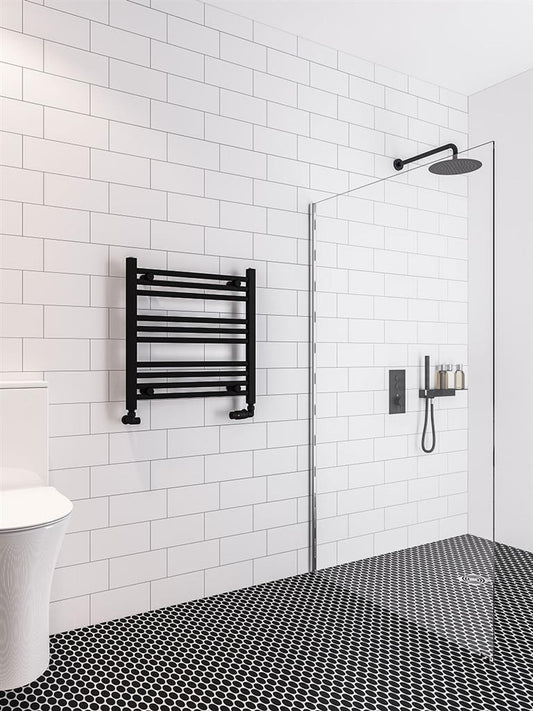 Eastbrook Wingrave Electric Straight Matt Black Towel Rail 600mm x 600mm 89.0679-ELE