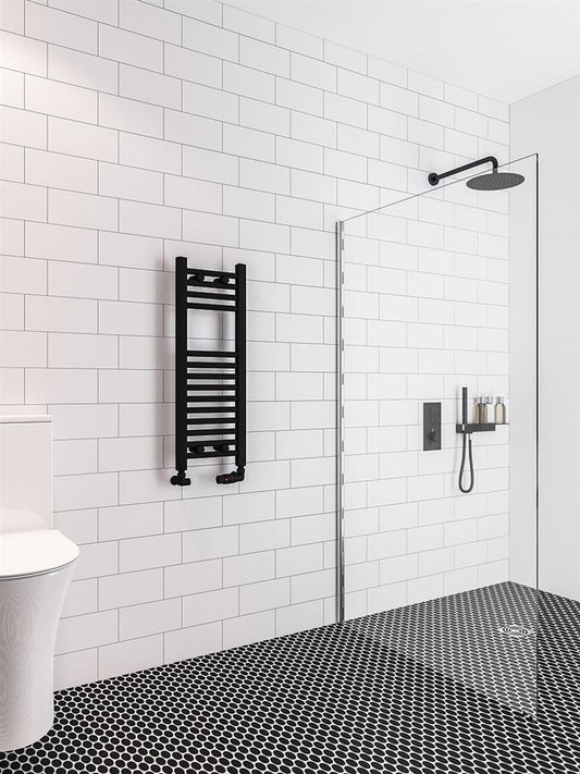 Eastbrook Wingrave Electric Straight Matt Black Towel Rail 800mm x 300mm 89.0680-ELE